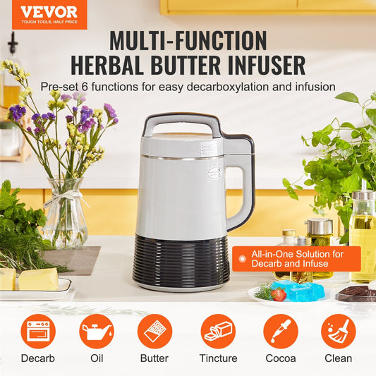 VEVOR Butter Infuser Machine, 6 Functions Herbal Infuser, Magic Butter Machine & Oil Infusion Machine With Customizable Temperature And Time, Herbal Recipe Book & All Accessories Included